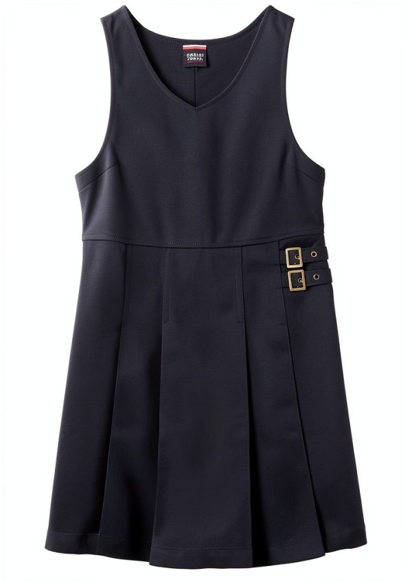 French Toast Girls Double Buckle Jumper Navy 7-0